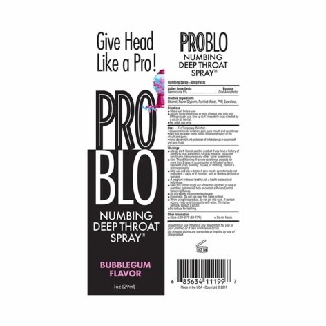 Pro Blo Numbing Deep Throat Spray Bubblegum 1oz (29ml)