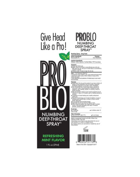 Pro Blo Numbing Deep Throat Spray Mint 1oz (29ml)