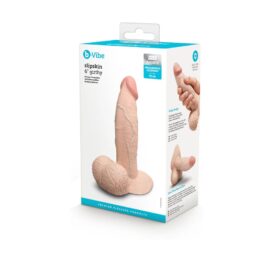 Slipskin 6" Girthy Silicone Dildo w/Balls Cream, b-Vibe