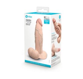 Slipskin 7" Girthy Silicone Dildo w/Balls Cream, b-Vibe
