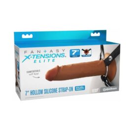 Fantasy X-Tensions Elite 7" Hollow Silicone Strap-On Brown