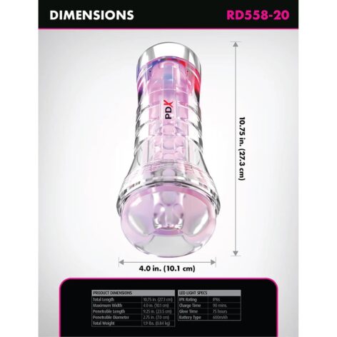 PDX Elite ViewTube XXL LED See-Thru EZ-Grip Stroker Clear