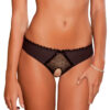René Rofé Cheeky Crotchless Frills Bow Back Panty Black