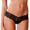 René Rofé Love Story Lace Crotchless Thong Black