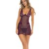 René Rofé Sneak Peak Chemise & G-String Purple M/L