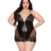 Dreamgirl Black Leather Lace Chemise XL