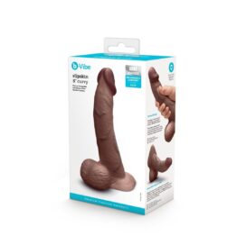 Slipskin 8" Curvy Silicone Dildo w/Balls Brown, b-Vibe