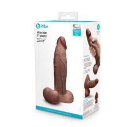 Slipskin 8" Girthy Silicone Dildo w/Balls Brown, b-Vibe