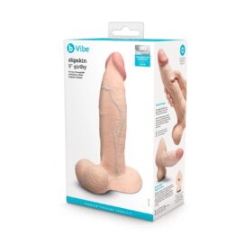 Slipskin 9" Girthy Silicone Dildo w/Balls Cream, b-Vibe