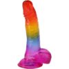 Crystal Jellies 8.5in Realistic Cock w/Balls Rainbow