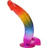 Crystal Jellies 9.5in Realistic Curved Cock w/Balls Rainbow