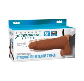 Fantasy X-Tensions Elite 6" Vibrating Hollow Strap-On Brown