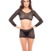 René Rofé Quarter Crochet Net Bodystocking 2pc O/S
