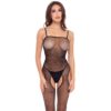 René Rofé Sparkle Fishnet Crotchless Bodystocking Black O/S