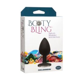 Booty Bling Silicone Butt Plug Small Silver/Black, Doc Johnson