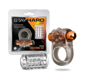 Stay Hard Vibrating Cock Ring Set with Sleeve 1, Blush