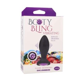 Booty Bling Jeweled Wearable Vibrating Plug 3in Purple/Black
